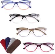 😺 kisdate 4 pack cat eye blue light blocking reading glasses for women - fashionable +1.5 diopter computer readers logo