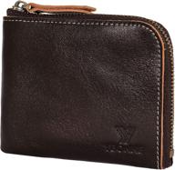 👜 ybonne small mini corner zip wristlet wallet - handmade italian vegetable tanned leather (dark brown) for men and women logo