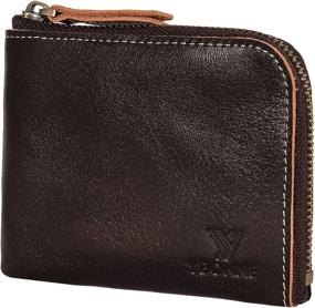 img 1 attached to 👜 YBONNE Small Mini Corner Zip Wristlet Wallet - Handmade Italian Vegetable Tanned Leather (Dark Brown) for Men and Women