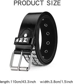 img 1 attached to Bold Black Studded Belt with Metal Pyramid 🔗 for Women and Men - Perfect for Punk Rock Fashion