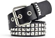 bold black studded belt with metal pyramid 🔗 for women and men - perfect for punk rock fashion logo