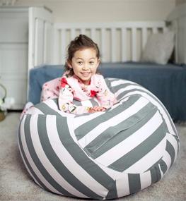 img 2 attached to 🧸 WEKAPO Stuffed Animal Storage Bean Bag Chair: Organize Kids' Plush Toys with this Extra Large Premium Cotton Canvas Stuffable Zipper Beanbag