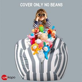 img 3 attached to 🧸 WEKAPO Stuffed Animal Storage Bean Bag Chair: Organize Kids' Plush Toys with this Extra Large Premium Cotton Canvas Stuffable Zipper Beanbag