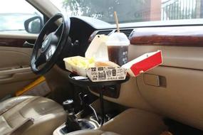 img 2 attached to 🍽️ 360º Adjustable Car Food Tray/Desk: Non-Slip Snack and Drink Tray, Black