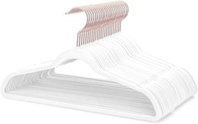 img 4 attached to 👗 60 Pack Ultra Thin Velvet Hangers - Non Slip Felt Coated Space Saving Clothes Hangers with 360 Degree Swivel Hook for Coats, Jackets, Pants, and Dresses - White