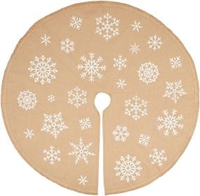 img 4 attached to 🎄 Rustic Snowflake Burlap Christmas Tree Skirt - 60 Inch Juvale Holiday Xmas Decorations for Home