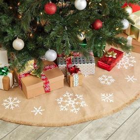 img 3 attached to 🎄 Rustic Snowflake Burlap Christmas Tree Skirt - 60 Inch Juvale Holiday Xmas Decorations for Home