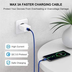 img 2 attached to 🔵 15ft USB C Cable by etguuds - Extra Long, Fast Charging USB-A to USB-C Charger, Premium Nylon Braided Cord - Blue