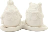 🦉 creative co-op ceramic owl salt and pepper shakers with tray - white (set of 3): stylish and functional tabletop accessories logo