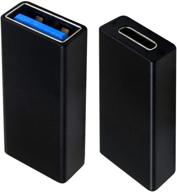 даттек 2 шт. адаптер usb c к usb 3.0, адаптер usb к usb c, usb 3.1 usb 3.0 женский - usb c женский адаптер-соединитель - совместим с iphone 11, google pixel, huawei и другими устройствами (черный) логотип