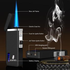 img 2 attached to 🔥 XIFEI Dual Arc Butane Lighter - Refillable Windproof Plasma Portable USB Rechargeable with LED Display Power 2 in 1 Lighter for Camping, Hiking, Outdoor Adventure, Survival Tactical