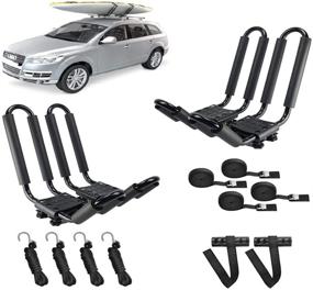 img 4 attached to Efficient Car Top Kayak Carrier for 2 Pairs | DrSportsUSA Universal J-Bar Rack for Kayak Canoe Paddle Boat on SUV/Car Roof