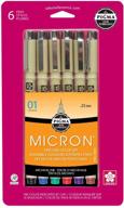 sakura pigma 30063 micron assorted colors ink pen set - 01 tip, 6ct blister card logo