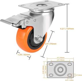 img 1 attached to 🔧 WBDA Weibida 3 Inch Swivel Caster Wheels (Set of 4) - Heavy Duty 1000 lbs Capacity, Dual Locking Brakes, Premium Polyurethane Wheels for Furniture and Workbench with Free Screws and Spanner