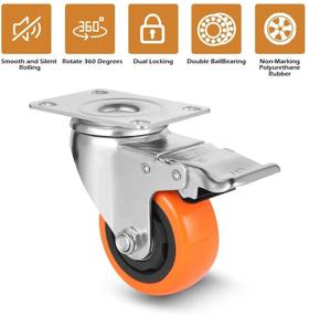 img 2 attached to 🔧 WBDA Weibida 3 Inch Swivel Caster Wheels (Set of 4) - Heavy Duty 1000 lbs Capacity, Dual Locking Brakes, Premium Polyurethane Wheels for Furniture and Workbench with Free Screws and Spanner