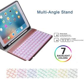 img 3 attached to 🎛 Enhanced iPad Pro 11 inch 2018 Bluetooth Keyboard Case with Apple Pencil Holder - Slim Folio Shell Protective Stand, 7 Color Backlit, Removable Wireless Keyboard - Black