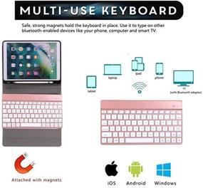 img 2 attached to 🎛 Enhanced iPad Pro 11 inch 2018 Bluetooth Keyboard Case with Apple Pencil Holder - Slim Folio Shell Protective Stand, 7 Color Backlit, Removable Wireless Keyboard - Black