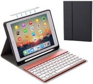 🎛 enhanced ipad pro 11 inch 2018 bluetooth keyboard case with apple pencil holder - slim folio shell protective stand, 7 color backlit, removable wireless keyboard - black logo