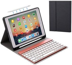 img 4 attached to 🎛 Enhanced iPad Pro 11 inch 2018 Bluetooth Keyboard Case with Apple Pencil Holder - Slim Folio Shell Protective Stand, 7 Color Backlit, Removable Wireless Keyboard - Black