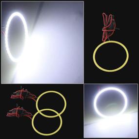 img 2 attached to Пара белых круглых колец гало 70 мм 60SMD 🔆 COB LED с предупреждающей лампой