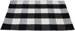 img 4 attached to 🏁 Black and White Checkered Cotton Rug - Plaid Area Rug for Kitchen, Entryway, Bath, Doormat, or Bedroom - Washable Carpet (23.6''x35.4'')