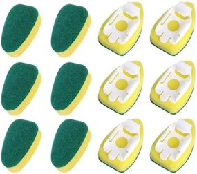 img 4 attached to 🧽 Kitchen Dish Wand Refills, SUPBEC Sponge Brush Heads, Heavy Duty Cleaning Sponge Pads, Replacement Heads for Pot and Sink Cleaning Sponge - Pack of 12