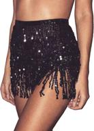 π women's sequin skirt for belly dance, rave parties & costumes β glitter hip skirt with tassel scarf wrap logo