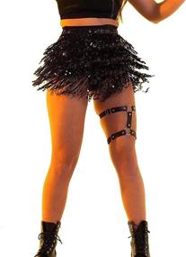 img 2 attached to 👗 Women's Sequin Skirt for Belly Dance, Rave Parties & Costumes – Glitter Hip Skirt with Tassel Scarf Wrap