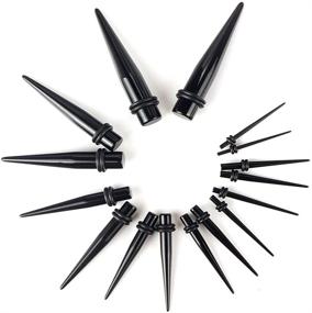 img 3 attached to 🖤 32 Pieces Black Acrylic Surgical Ear Stretchers Tapers and Plugs Kit - SHINEstyle 14g-00g