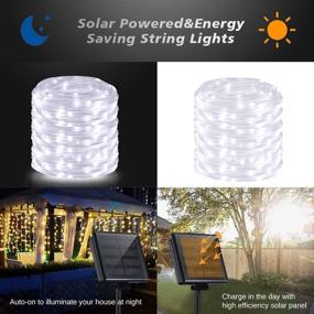 img 1 attached to FOLUR Solar Rope Lights 200LED 66ft: Waterproof 8 Modes for Outdoor Garden Decoration, Christmas, Wedding Party - White