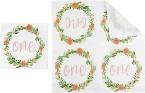 img 1 attached to 🌸 Floral Decorations Set for Girls' First Year Birthday Party: 24-Guest Pack with Plates, Napkins, Cups, and Cutlery (144 Pieces)