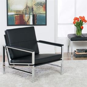 img 3 attached to 🪑 Modern Black Studio Designs Home Atlas Accent Chair – Elegant Bonded Leather for Living Room or Bedroom