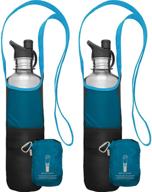 👜 chicobag bottle sling repete: aquamarine blue water bottle bag with pouch (pack of 2) - eco-friendly, recycled design логотип