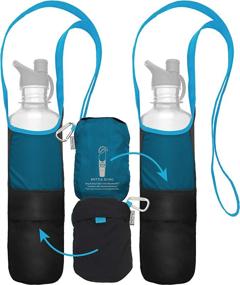 img 2 attached to 👜 ChicoBag Bottle Sling rePETe: Aquamarine Blue Water Bottle Bag with Pouch (Pack of 2) - Eco-friendly, Recycled Design