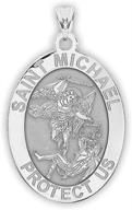 🙏 picturesongold.com saint michael oval religious medal - 2/3 x 3/4 inch sterling silver nickel-sized pendant for protection and devotion logo
