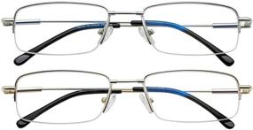 img 4 attached to 2-Pack Metal Frame Blue Light Blocking Reading Glasses for Men and Women - Say Goodbye to Eye Strain, Glare, and UV Ray with Anti-Eye Strain Computer Reading Glasses