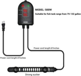 img 3 attached to 🐢 Enhanced Submersible Aquarium Heater: Dual Temperature Displays and Adjustable Temp Controller - Ideal for Turtle and Betta Fish Tanks