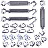 🔧 muzata 4set cable railing kit: strong m6 hook & eye turnbuckle, sturdy wire rope tension, reliable m3 cable clip clamp, durable m3 aluminum crimping loop, and rust-resistant nk10 stainless steel thimble logo