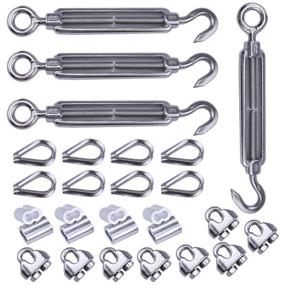 img 4 attached to 🔧 Muzata 4Set Cable Railing Kit: Strong M6 Hook & Eye Turnbuckle, Sturdy Wire Rope Tension, Reliable M3 Cable Clip Clamp, Durable M3 Aluminum Crimping Loop, and Rust-resistant NK10 Stainless Steel Thimble