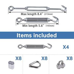 img 3 attached to 🔧 Muzata 4Set Cable Railing Kit: Strong M6 Hook & Eye Turnbuckle, Sturdy Wire Rope Tension, Reliable M3 Cable Clip Clamp, Durable M3 Aluminum Crimping Loop, and Rust-resistant NK10 Stainless Steel Thimble