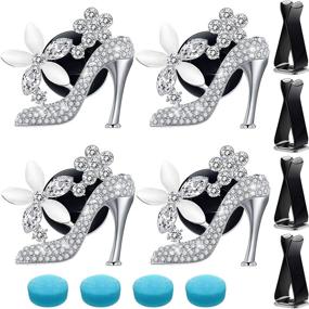 img 4 attached to Bling Car Air Vent Clips with Rhinestones - Crystal Car Decoration Accessories & Aromatherapy Clips for Auto Interior - Set of 4 (High Heel Shoe)