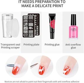 img 2 attached to Ownest 6 Color Nail Art Stamping Polish Kit, Vibrant Manicure Plate Printing Varnish 10ML, Including 2 Design Plates and 1 Clear Nail Stamper