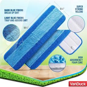 img 3 attached to 🧽 VanDuck Microfiber Cleaning Pads (3 Pack) - Compatible with Bona Mop, Rubbermaid, E-Cloth, Turbo Mop, Norwex - Ideal for Hardwood Floors - 18 Inch