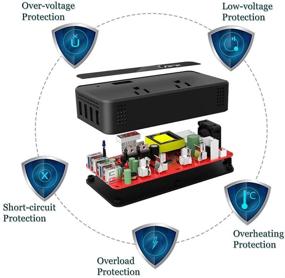 img 3 attached to 🚗 BMK 200W Автомобильный инвертор напряжения: DC 12V в AC 110V конвертер с 4 портами USB, ЖК-экраном, переключателем и гнездом для запалки