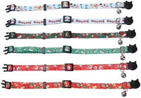 img 1 attached to Lamphyface 6 Pack Christmas Cat Collar with Bell: Breakaway & Adjustable Options for a Safe and Festive Feline Holiday Season