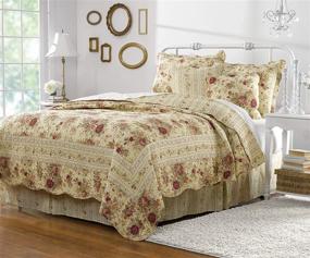 img 4 attached to 🌹 Barefoot Bungalow Antique Rose Quilt Set - Full/Queen (5 Piece) - Multi: A Stunning Touch of Vintage Elegance for your Bedroom