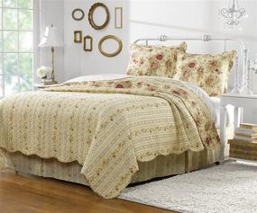 img 3 attached to 🌹 Barefoot Bungalow Antique Rose Quilt Set - Full/Queen (5 Piece) - Multi: A Stunning Touch of Vintage Elegance for your Bedroom