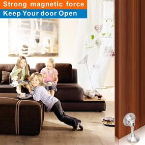 img 3 attached to 🚪 Brushed Nickel Stainless Steel Magnetic Door Stop with 3M Double Sided Adhesive Tape - No Drilling or Screws necessary | Stronger Mount Door Stopper for Floor, Keeps Your Door Open | 2 Pack