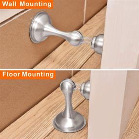 img 2 attached to 🚪 Brushed Nickel Stainless Steel Magnetic Door Stop with 3M Double Sided Adhesive Tape - No Drilling or Screws necessary | Stronger Mount Door Stopper for Floor, Keeps Your Door Open | 2 Pack