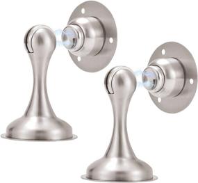 img 4 attached to 🚪 Brushed Nickel Stainless Steel Magnetic Door Stop with 3M Double Sided Adhesive Tape - No Drilling or Screws necessary | Stronger Mount Door Stopper for Floor, Keeps Your Door Open | 2 Pack